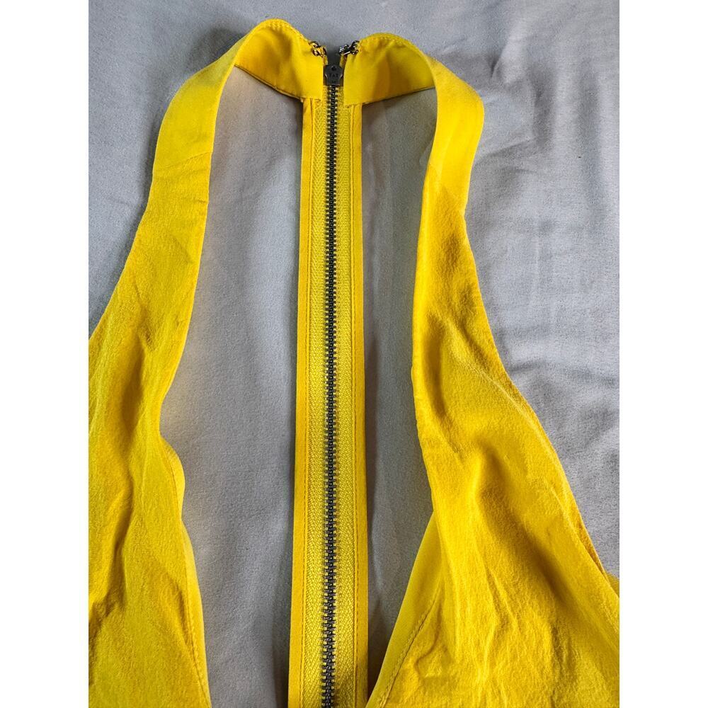 Alice + Olivia Dress Womens 4 Yellow Silk Racerback Mini Shift Zip Back Lined - Picture 3 of 8